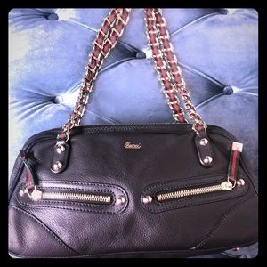 Gucci Leather Red and Green Ribbon Chain bag